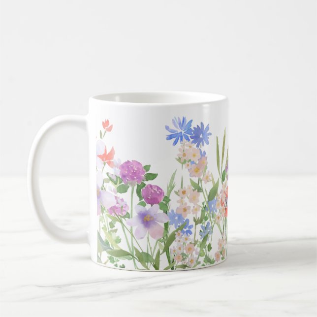 Hand Painted Floral Print  Coffee Mug (Left)