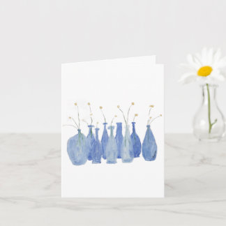 Hand Painted Flower Cobalt  Jar Bottle  Card