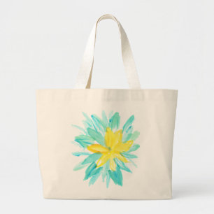 hand painted flower large tote bag