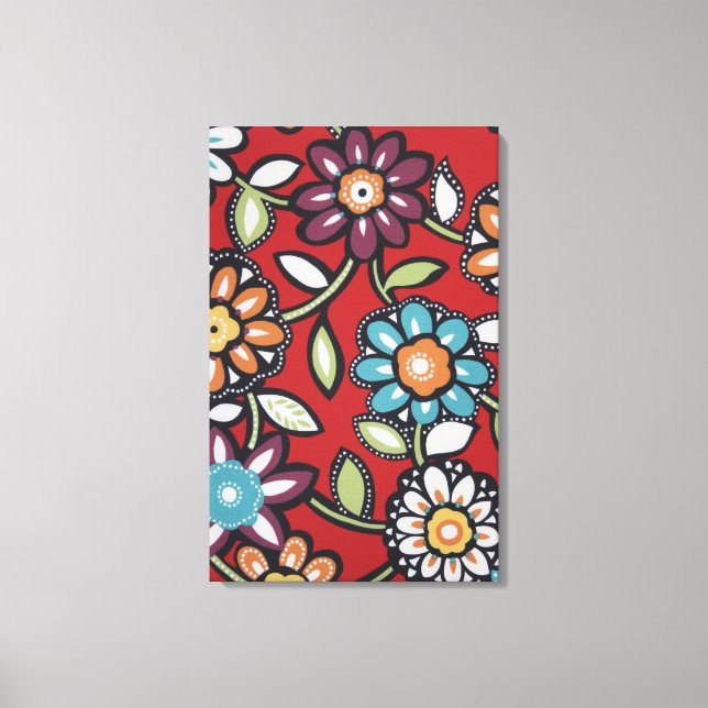 hand painted flower power canvas print (Front)