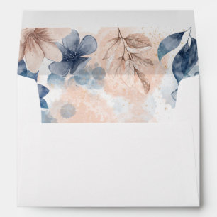 Hand Painted Flowers   Blush and Blue Wedding  Envelope