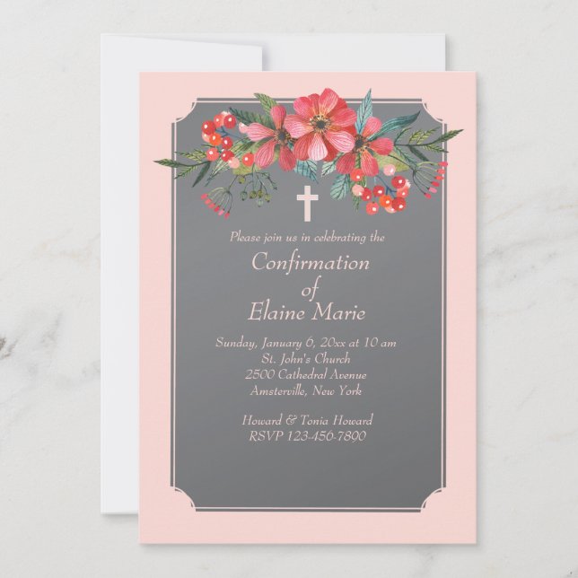 Hand Painted Flowers Invitation (Front)