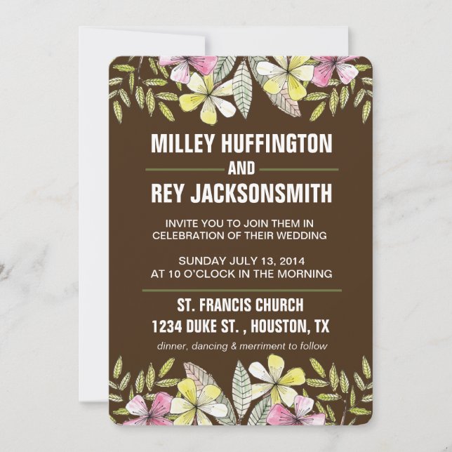 hand painted flowers invitation (Front)