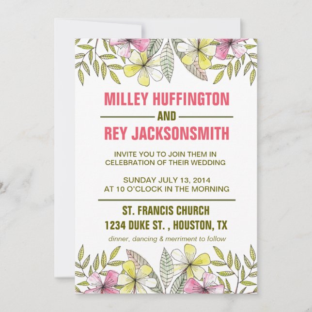 hand painted flowers invitation (Front)