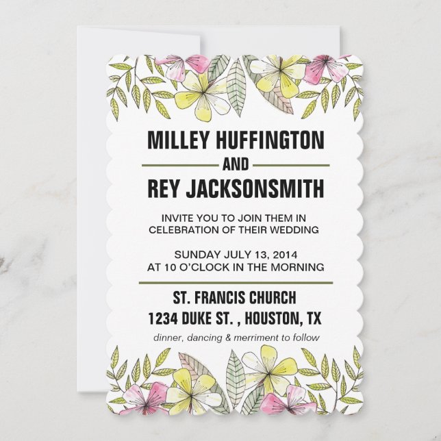 hand painted flowers invitation (Front)