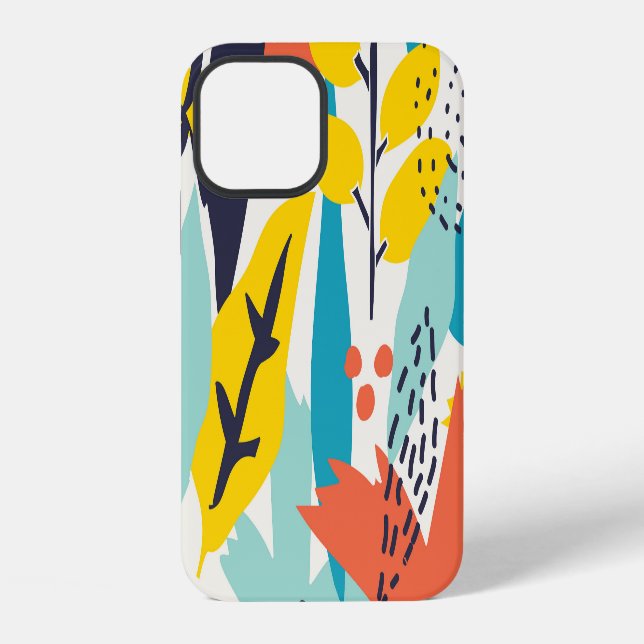 Hand-painted flowers, leaves seamless pattern. iPhone case (Back)