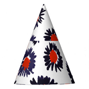 Hand-painted flowers, red and blue pattern. party hat