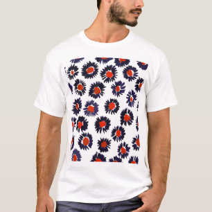 Hand-painted flowers, red and blue pattern. T-Shirt