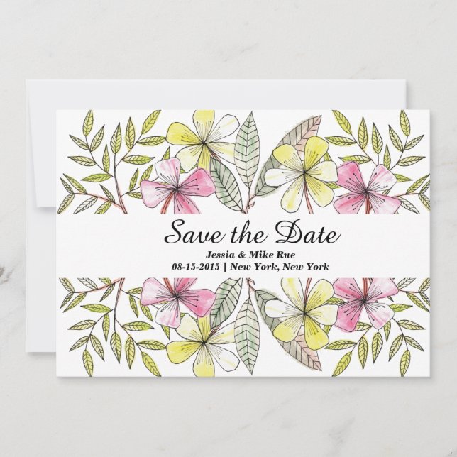 hand painted flowers save the date (Front)