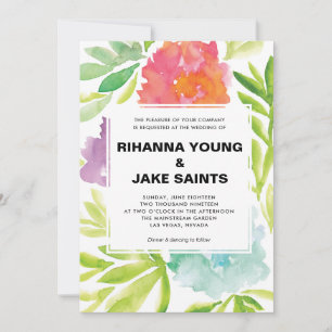 Hand painted Flowers Wedding Invitation