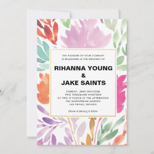 Hand painted Flowers Wedding Invitation