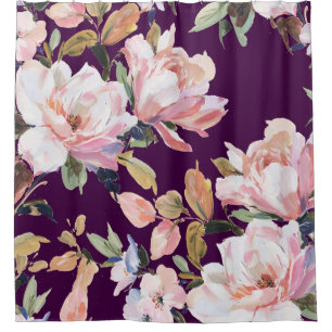 Hand-painted flowersflower,floral,watercolor,art,v shower curtain