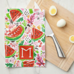 Hand Painted Fruit Pattern Monogram  Tea Towel<br><div class="desc">Your monogram initial on this kitchen towel featuring a hand painted pattern of watermelons,  flowers and leaves. You can put this design on other products,  too!</div>