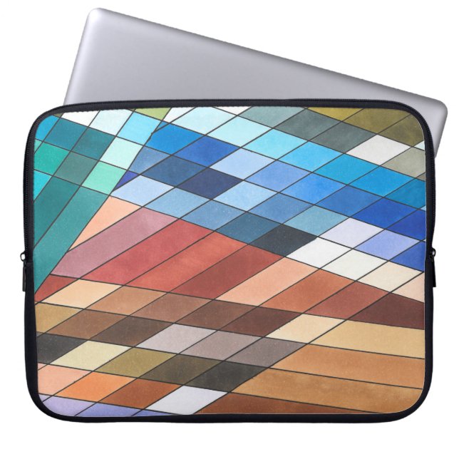 Hand Painted Geometric Abstract Pattern Laptop Sleeve (Front)