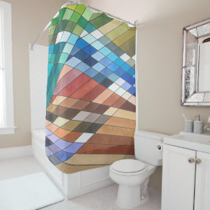 Hand Painted Geometric Abstract Pattern Shower Curtain
