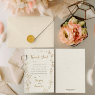 Hand Painted Gold Leaves Frame Thank You Invitation