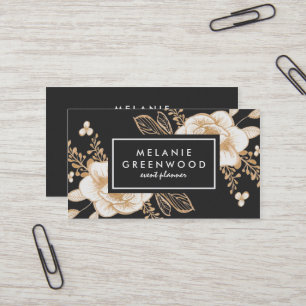 Hand Painted Gold Painted Flowers Business Card