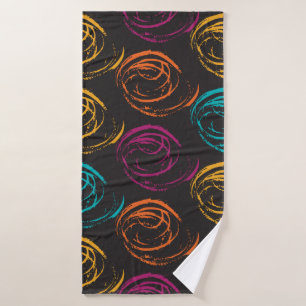 Hand painted grange texture. Ink geometric element Bath Towel