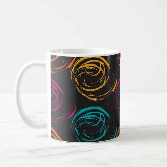 Hand painted grange texture. Ink geometric element Coffee Mug (Left)