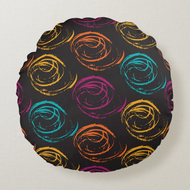 Hand painted grange texture. Ink geometric element Round Cushion (Front)