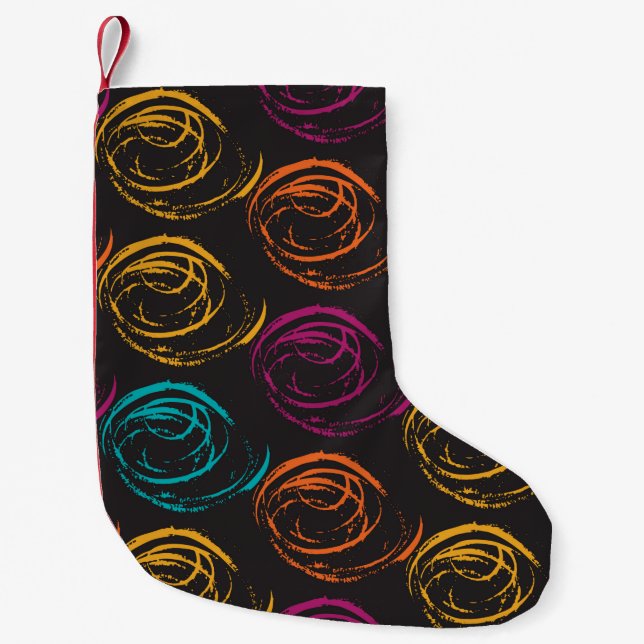 Hand painted grange texture. Ink geometric element Small Christmas Stocking (Front)