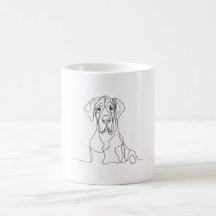 Hand Painted Great Dane Line Art Coffee Mug
