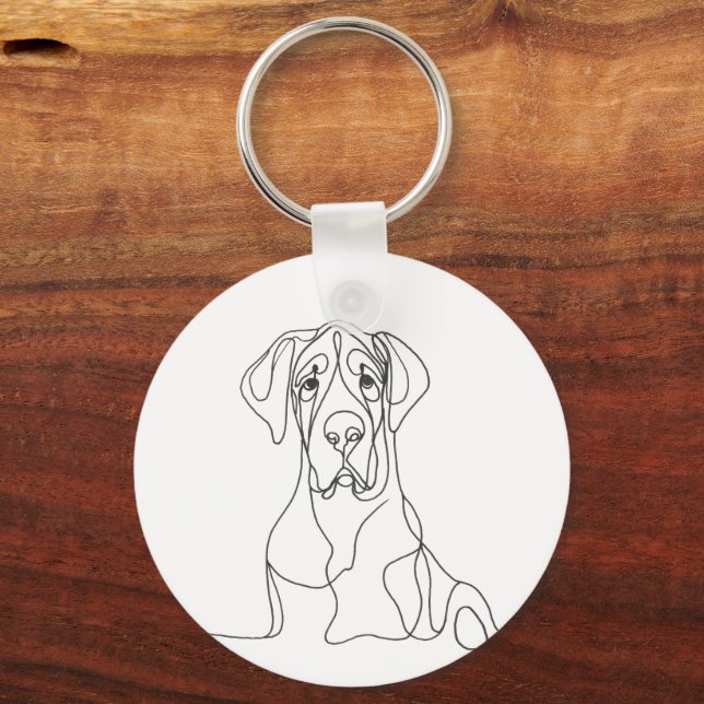 Hand Painted Great Dane Line Art  Key Ring (Front)