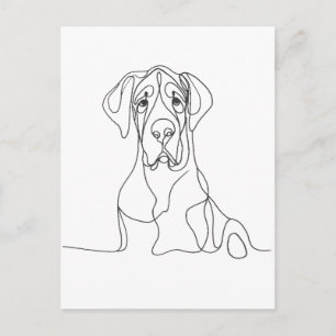 Hand Painted Great Dane Line Art  Postcard