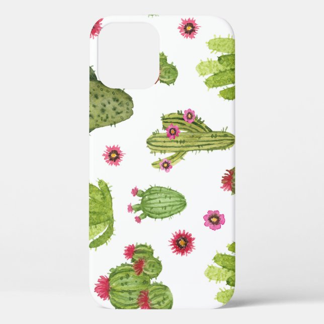 Hand Painted Green Cactus Pattern Case-Mate iPhone Case (Back)