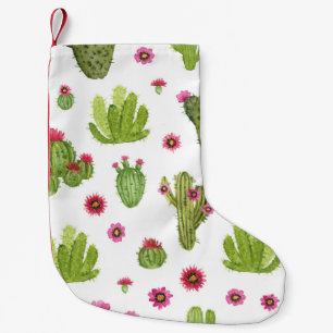 Hand Painted Green Cactus Pattern Small Christmas Stocking