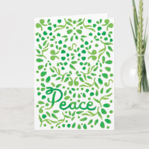 Hand-painted Green Watercolor Peace Holiday Card