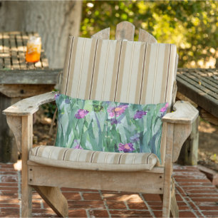 Hand painted greenery garden Purple butterflies Lumbar Cushion