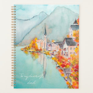hand painted Hallstatt in autumn watercolor Planner