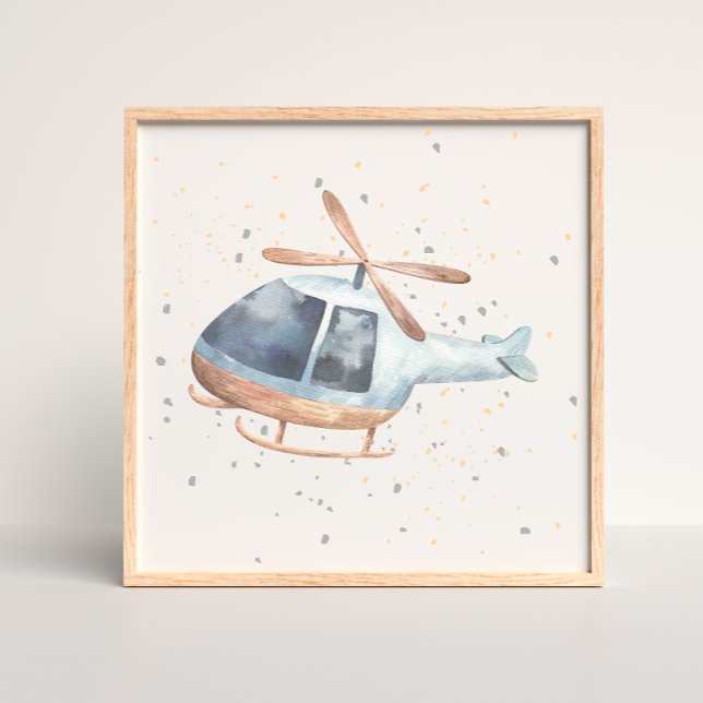 Hand Painted Helicopter Baby Boy Nursery Poster (Creator Uploaded)