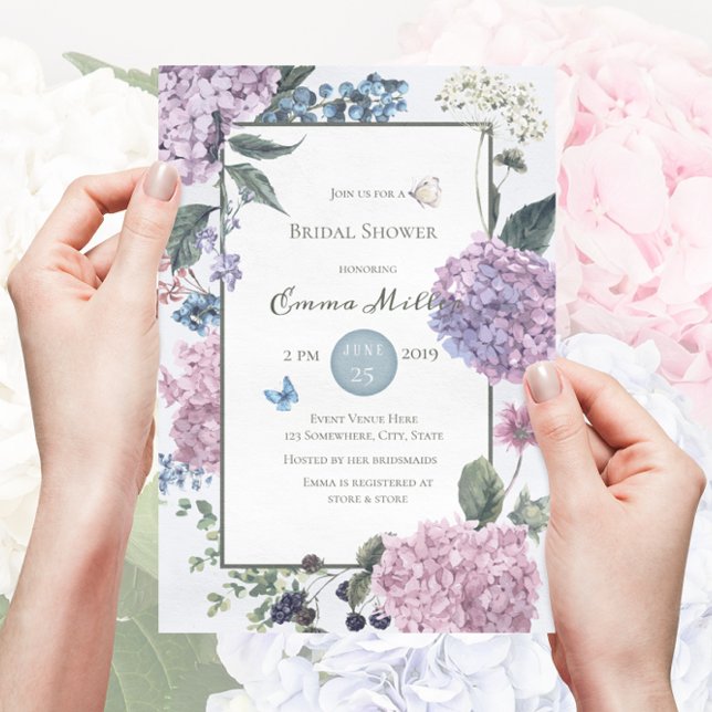 Hand-painted Hydrangea Floral Bridal Shower Invitation (Creator Uploaded)