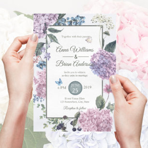 Hand-painted Hydrangea Floral Wedding Invitation