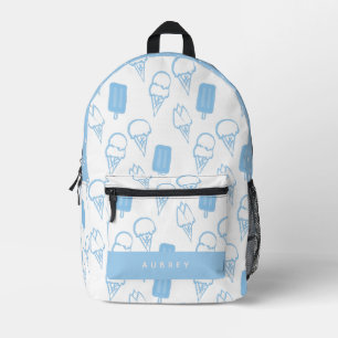Hand-painted Ice Cream Pattern Blue Printed Backpack