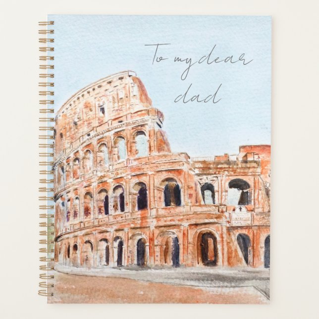 hand painted Italy Rome colosseum watercolor  Planner (Front)
