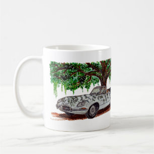 Hand Painted Jaguar E-Type Convertible Watercolor Coffee Mug