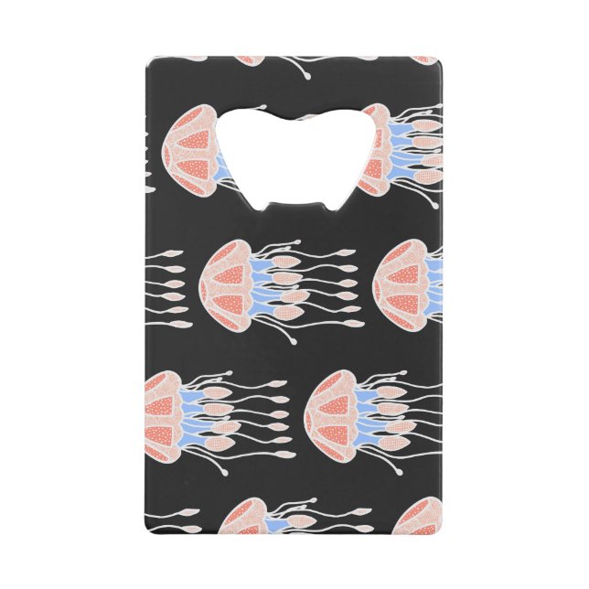 Hand-painted jellyfish, vibrant vintage pattern. (Front)