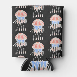 Hand-painted jellyfish, vibrant vintage pattern. can cooler