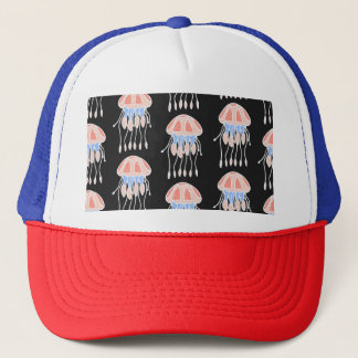 Hand-painted jellyfish, vibrant vintage pattern. trucker hat