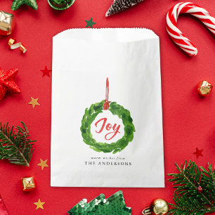 Hand-Painted Joyful Wreath Holiday Favour Bags