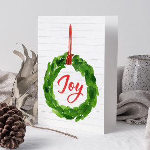 Hand-Painted Joyful Wreath Holiday Greeting Card