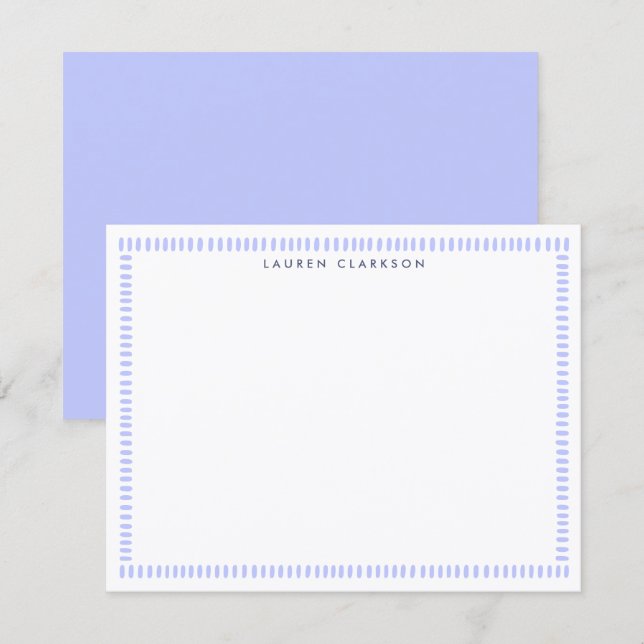 Hand Painted Lavender Stripe Border Note Card (Front/Back)