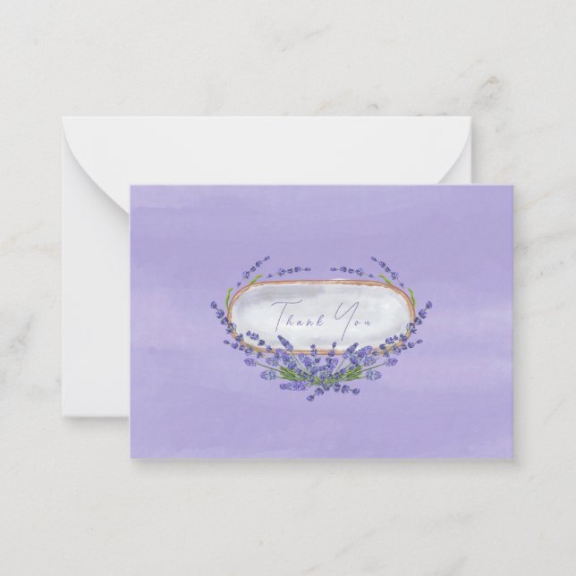 Hand Painted Lavender Watercolor Thank You Card (Front)