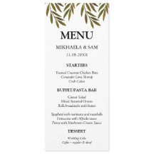 Hand painted leaves Menu Card