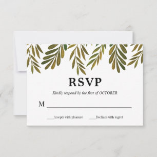 Hand painted leaves RSVP Card