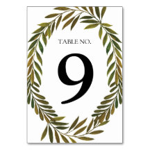 Hand painted leaves Table Number