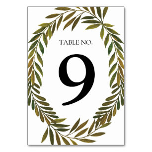 Hand painted leaves Table Number